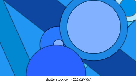 Abstract geometric vector background in Material design style with a limited harmonized palette, with concentric circles and rotated rectangles with shadows, imitating cut paper.