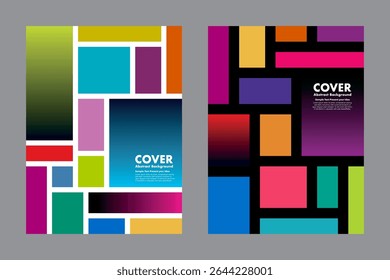 Abstract geometric vector background, Mondrian's color blocking style. Rectangular shapes in bold and vibrant colors for cover modern graphic design, posters, annual reports, digital artwork.