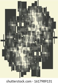 Abstract geometric vector background. Monochrome vertical composition of regular overlapping transparent rectangles.