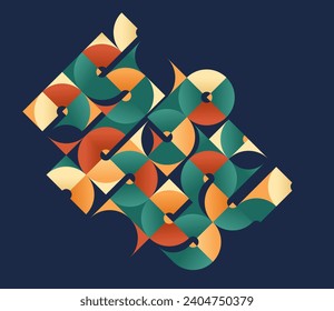 Abstract geometric vector background in native colors over dark, tilling wall interior style wallpaper, bathroom tiles, minimal trendy design composition.