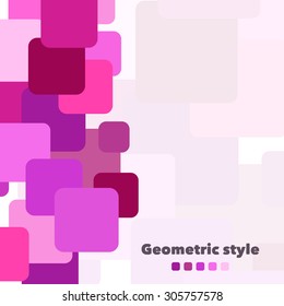 Abstract geometric vector background with place for your tex. Illustration for web design, prints etc. Rectangles in shades of violet. Modern pattern.