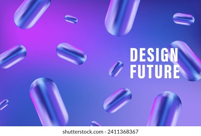 Abstract geometric vector background in purple tones with abstract capsules. Abstract future design.