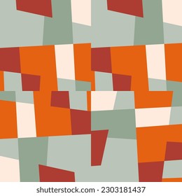 Abstract geometric vector background with random pattern of simple shapes like rectangle, square, triangle and polygon. Pastel colored retro style colorful mosaic.
