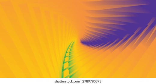 Abstract geometric vector background series featuring sharp repeating triangles, star bursts, and dynamic perspective tunnels with a vibrant yellow, orange, green, and purple gradient
