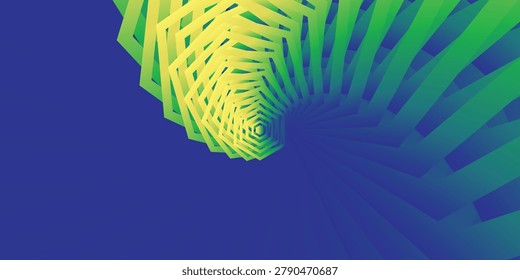 Abstract geometric vector background series featuring vibrant yellow, green, and blue gradients with concentric hexagon patterns, interlocking honeycomb shapes, and dynamic 3D perspective tunnels