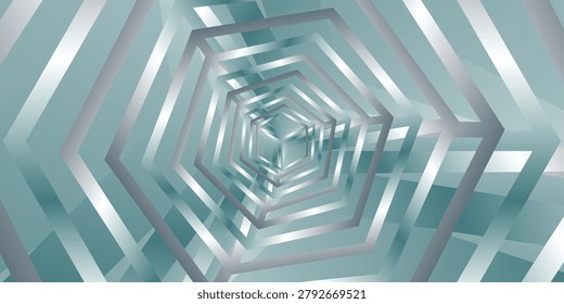 Abstract geometric vector background series featuring a sleek monochrome grey and metallic silver gradient with intersecting cross structures, linear grids, and a minimalist 3D perspective tunnel vortex