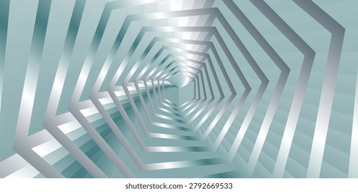 Abstract geometric vector background series featuring a sleek monochrome grey and metallic silver gradient with intersecting cross structures, linear grids, and a minimalist 3D perspective tunnel vortex