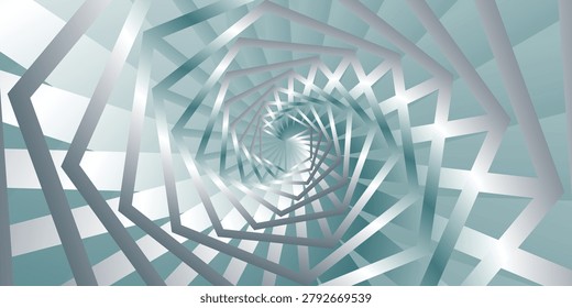 Abstract geometric vector background series featuring a sleek monochrome grey and metallic silver gradient with intersecting cross structures, linear grids, and a minimalist 3D perspective tunnel vortex