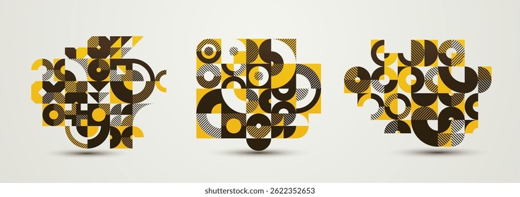 Conjunto de fundo vetorial geométrico abstrato, composição de estilo moderno de design gráfico, padrão de arte de papel de parede, coleção de abstração geométrica em mosaico.