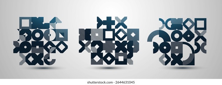 Abstract geometric vector background set, graphic design modern style composition, wallpaper art pattern, mosaic geometrical abstraction collection.