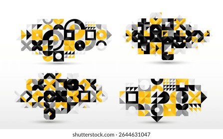 Conjunto de fondo de Vector geométrico Abstractas, composición de estilo moderno de Diseño gráfico, patrón de arte de Fondo de pantalla, colección de abstracción geométrica de mosaico.