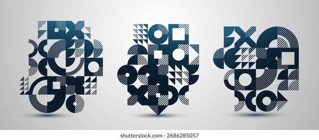 Conjunto de fundo vetorial geométrico abstrato, composição de estilo moderno de design gráfico, padrão de arte de papel de parede, coleção de abstração geométrica em mosaico.