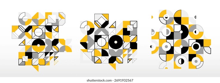 Abstract geometric vector background set, graphic design modern style composition, wallpaper art pattern, mosaic geometrical abstraction collection.