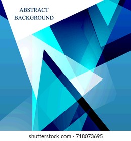 Abstract Geometric Vector Background with Transparent Blue and White Triangles