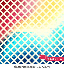 Abstract geometric vector background in vintage style. Multicolored rhomb.