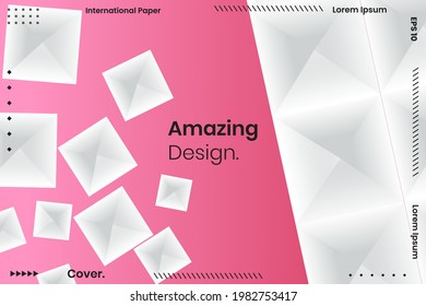 Fondo del vector geométrico abstracto. Fondo geométrico con colores blanco y rosa. ilustraciones de gradiente abstracto vectorial, fondos para la portada de revistas, Banner, Poster.