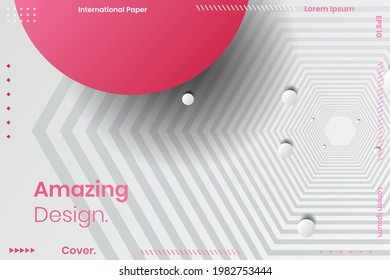 Abstrakter geometrischer Vektorhintergrund. Geometrischer Hintergrund mit weißen und rosafarbenen Farben. Abstrakte Vektorgrafiken mit Farbverlauf-Illustrationen, Hintergründe für die Titelseiten von Magazinen, Banner, Poster.