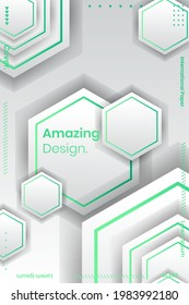 Abstract Geometric Vector Background. Geometric background with white and green colors. vector abstract gradient illustrations, backgrounds for the cover of magazines, Banner, Poster.