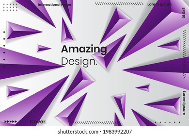 Abstract Geometric Vector Background. Geometric background with white and purple colors. vector abstract gradient illustrations, backgrounds for the cover of magazines, Banner, Poster.