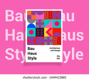 Abstract geometric  vector bakcground in neo-memphis/ bauhaus/ vaporwave style. Retrofuturistic cover for club party, music concert. 