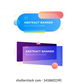 Abstract geometric vector banners in modern memphis design style. Different shapes with vivid gradients colors: square, circle, triangle. Ready to use in web design or advertisement