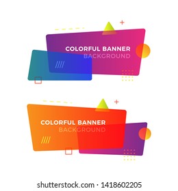 Abstract geometric vector banners in modern memphis design style. Different shapes with vivid gradients colors: square, circle, triangle. Ready to use in web design or advertisement