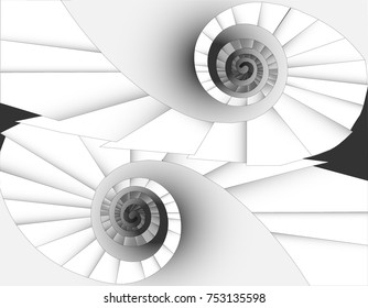 abstract geometric vector create circle stairs. installation art design illustration interior room.