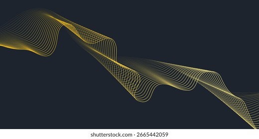 Forma geométrica Abstractas de las líneas de la curva del Vector en color oro de primera calidad aislado en fondo transparente. Patrón dinámico de onda de gradiente de oro. Ilustración de Vector