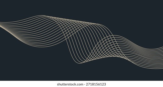 Forma geométrica Abstractas de las líneas de la curva del Vector en color oro de primera calidad aislado en fondo transparente. Patrón dinámico de onda de gradiente de oro. Ilustración de Vector