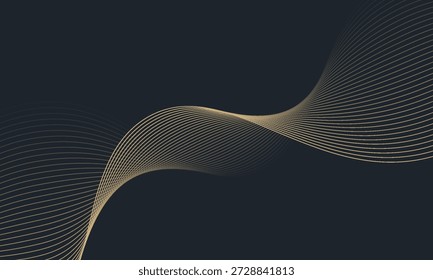 Abstract geometric vector curve lines shape in premium gold color isolated on transtransparent background. Dinamic flowing gold gradient wave pattern. Vector llustration
