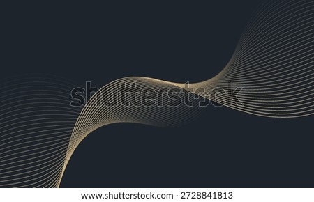 Abstract geometric vector curve lines shape in premium gold color isolated on transtransparent background. Dinamic flowing gold gradient wave pattern. Vector llustration