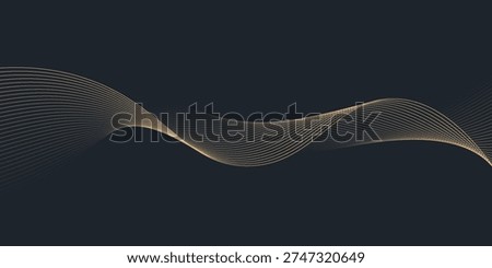 Abstract geometric vector curve lines shape in premium gold color isolated on transtransparent background. Dinamic flowing gold gradient wave pattern. Vector llustration