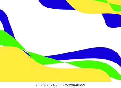 Abstract geometric vector design with vibrant yellow, green, and blue flowing shapes. Modern and dynamic.