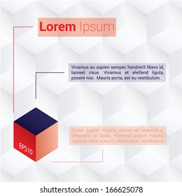 Abstract geometric vector design with white minimal background and multicolor cube shape for info graphics, backgrounds, brochures, layouts, banners