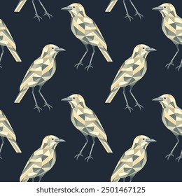Abstract geometric vector illustration of a bird, seamless pattern