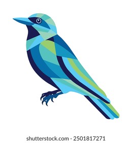 Abstract geometric vector illustration of a blue bird