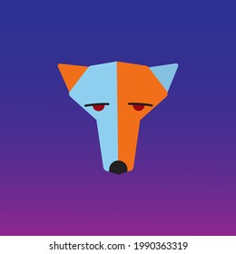 An abstract geometric vector illustration of the face of a Coyote.