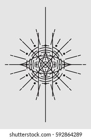 Abstract Geometric Vector Illustration, Mandala, Dreamcatcher - Dark Elements on Grey Background