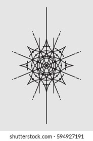 Abstract Geometric Vector Illustration, Mandala, Dreamcatcher - Dark Elements on Grey Background