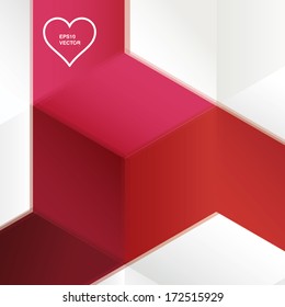 Abstract geometric vector illustration of minimal and blurred cube shapes- valentine edition