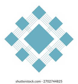 Ilustración vectorial geométrica Abstractas con patrón cuadrado y líneas de conexión, creando un diseño estructurado. Concepto de fondo de red digital.
