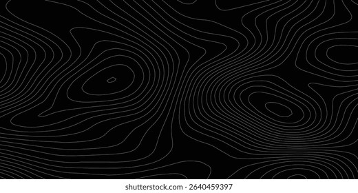 Abstract Geometric Vector Illustration of Wavy Black and White Contour Line Topographic Design.