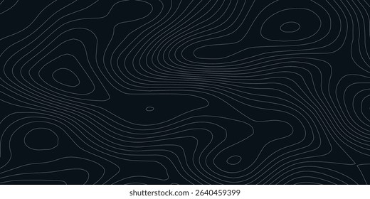 Abstract Geometric Vector Illustration of Wavy Black and White Contour Line Topographic Design.