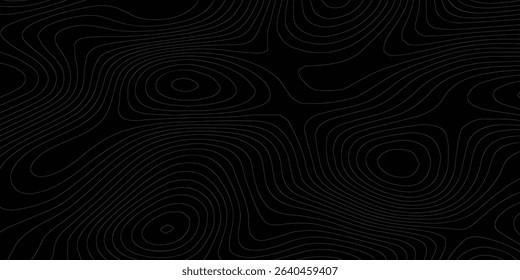 Abstract Geometric Vector Illustration of Wavy Black and White Contour Line Topographic Design.