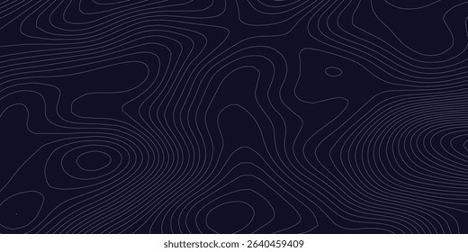 Abstract Geometric Vector Illustration of Wavy Black and White Contour Line Topographic Design.