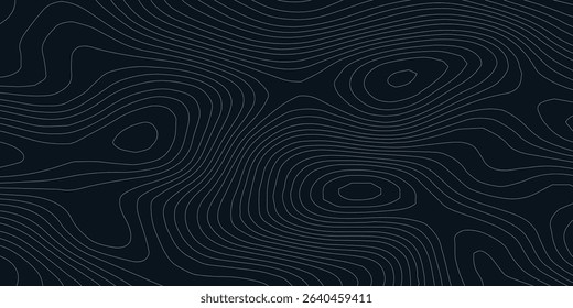 Abstract Geometric Vector Illustration of Wavy Black and White Contour Line Topographic Design.