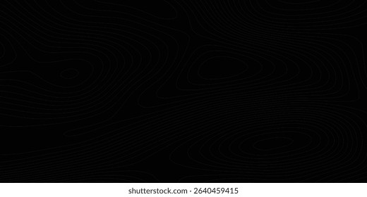 Abstract Geometric Vector Illustration of Wavy Black and White Contour Line Topographic Design.