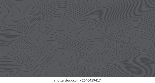 Abstract Geometric Vector Illustration of Wavy Black and White Contour Line Topographic Design.