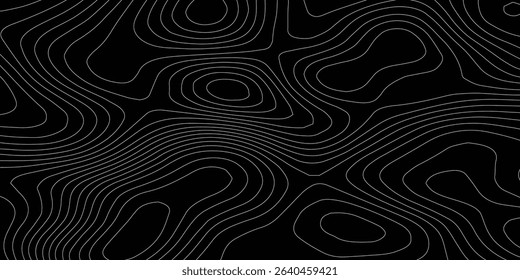 Abstract Geometric Vector Illustration of Wavy Black and White Contour Line Topographic Design.