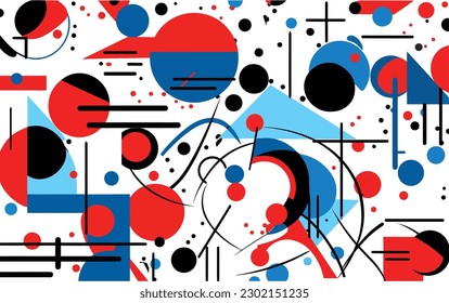 abstract geometric vector line pattern, in the style of bold lines, dynamic colors, simplistic designs, bold and vibrant primary colors, memphis design, light azure and red, uhd image, white backgroun